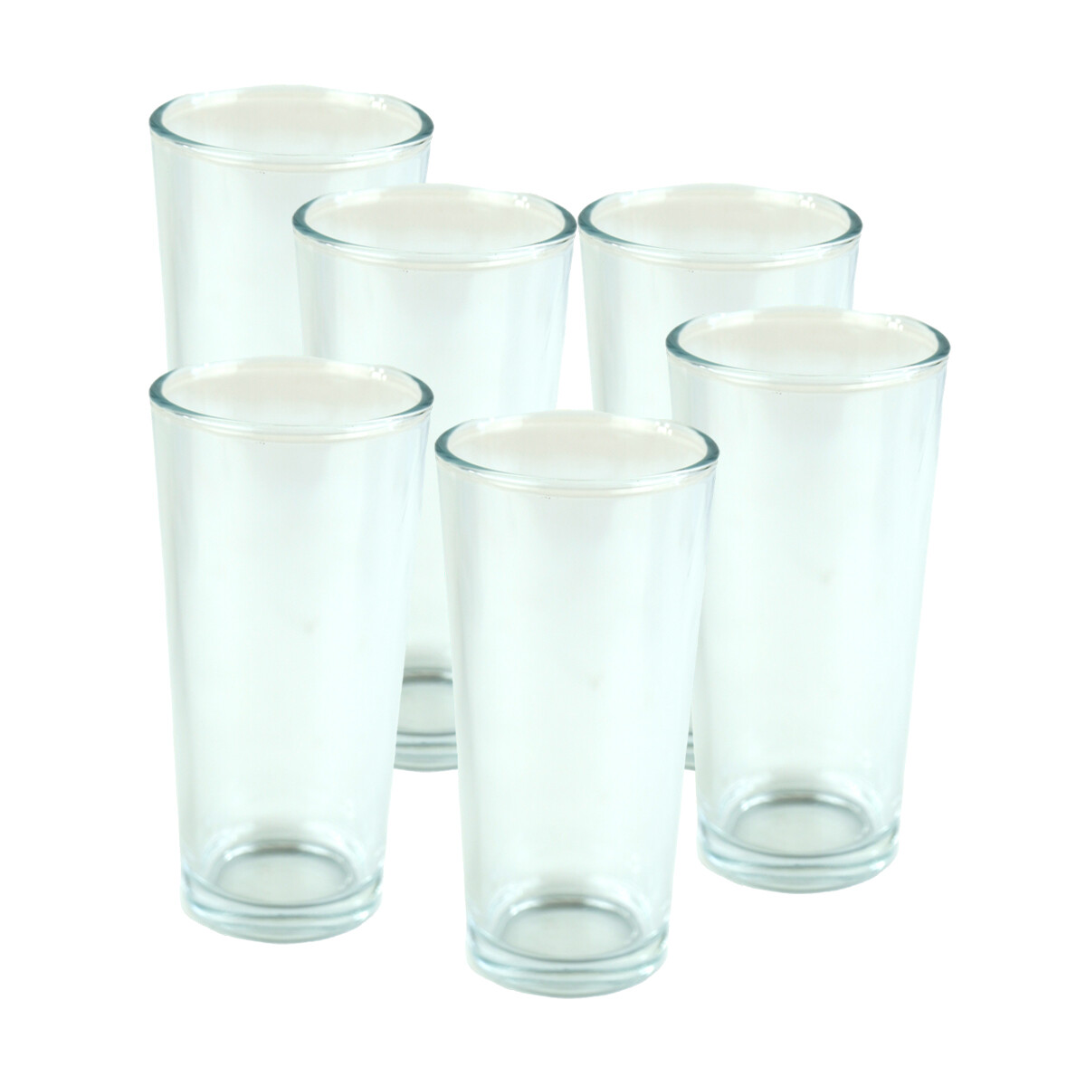 VASO VIDRIO SET X6PC 250ML 6.5X13.5CM CONICO LISO 