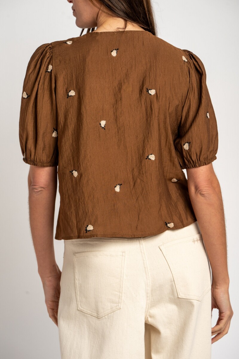 Blusa Bordada Marron