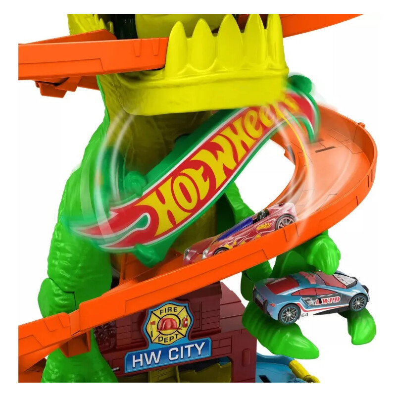 Hot Wheels Pista Jurassic World T-rex Vs Fire Station 36 Cm Hot Wheels Pista Jurassic World T-rex Vs Fire Station 36 Cm