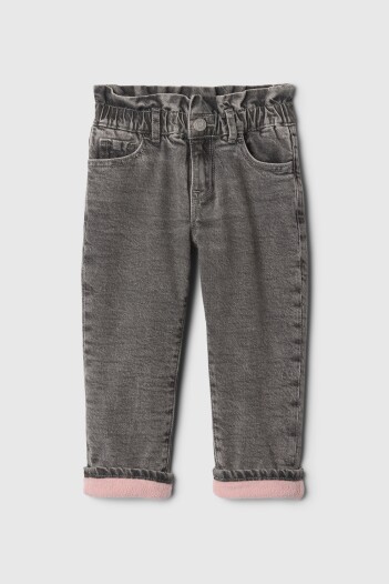 Jean Mom Forrado Toddler Niña Grey Wash