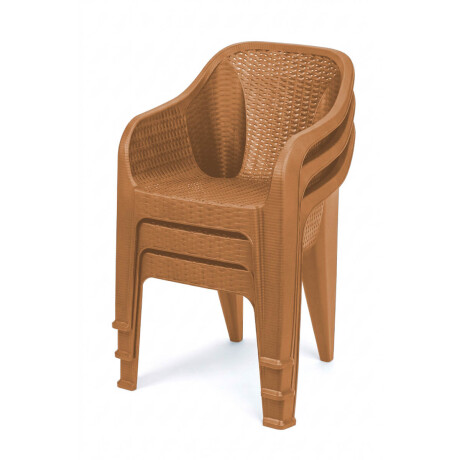 Silla Jardín Rambo Rattan Apoyabrazos Apilable Exterior Capuccino