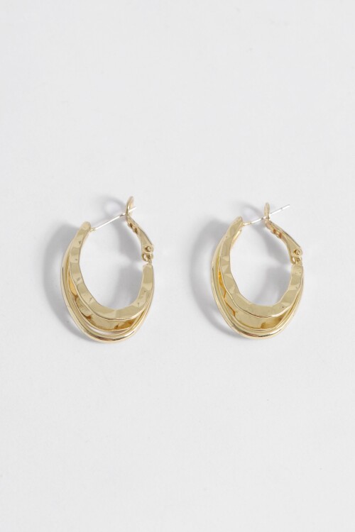 Aros triple arete texturizado dorado