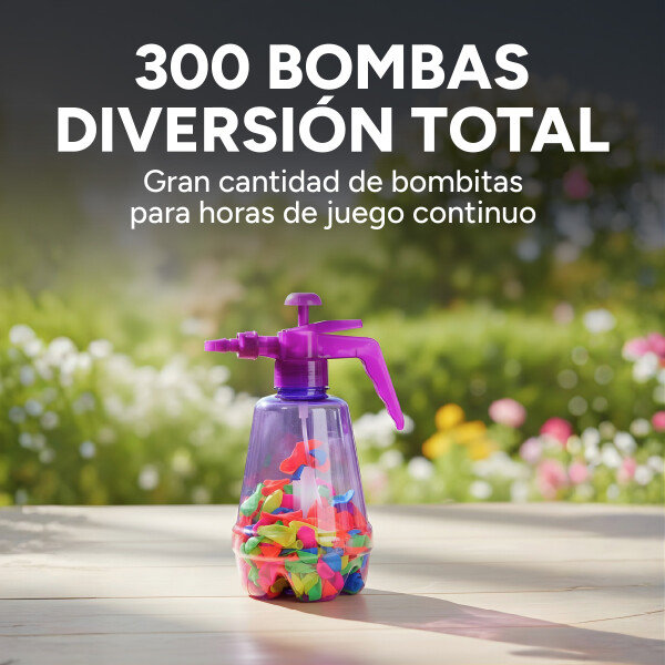 Bombitas De Agua 300 Unidades + Botella De Recarga Color Violeta