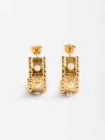 Pendientes Con Perlas De Agua Dulce - Plata De Ley 925 dorado