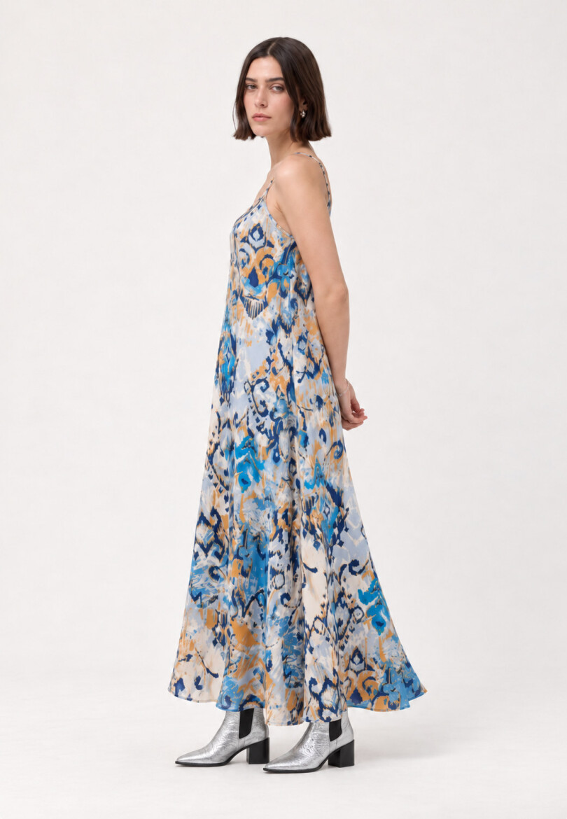 Vestido Estampado Celeste