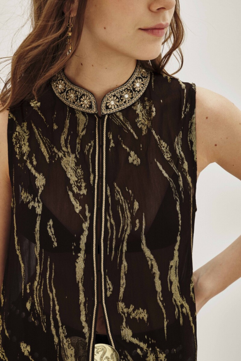 Camisa Kesari Folk Negro