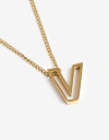 Cadena Corta con Dije Metal Collar Acero Inicial V - Dorado