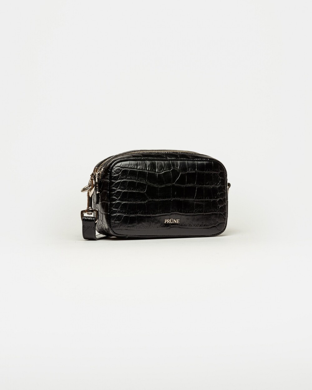 Bandolera New Eterial en Cuero Croco Shine Negro