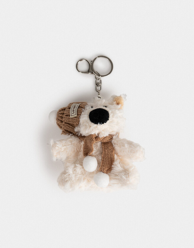 Llavero Peluche Llavero Y Charm De Peluche De Perrito - Blanco Crema