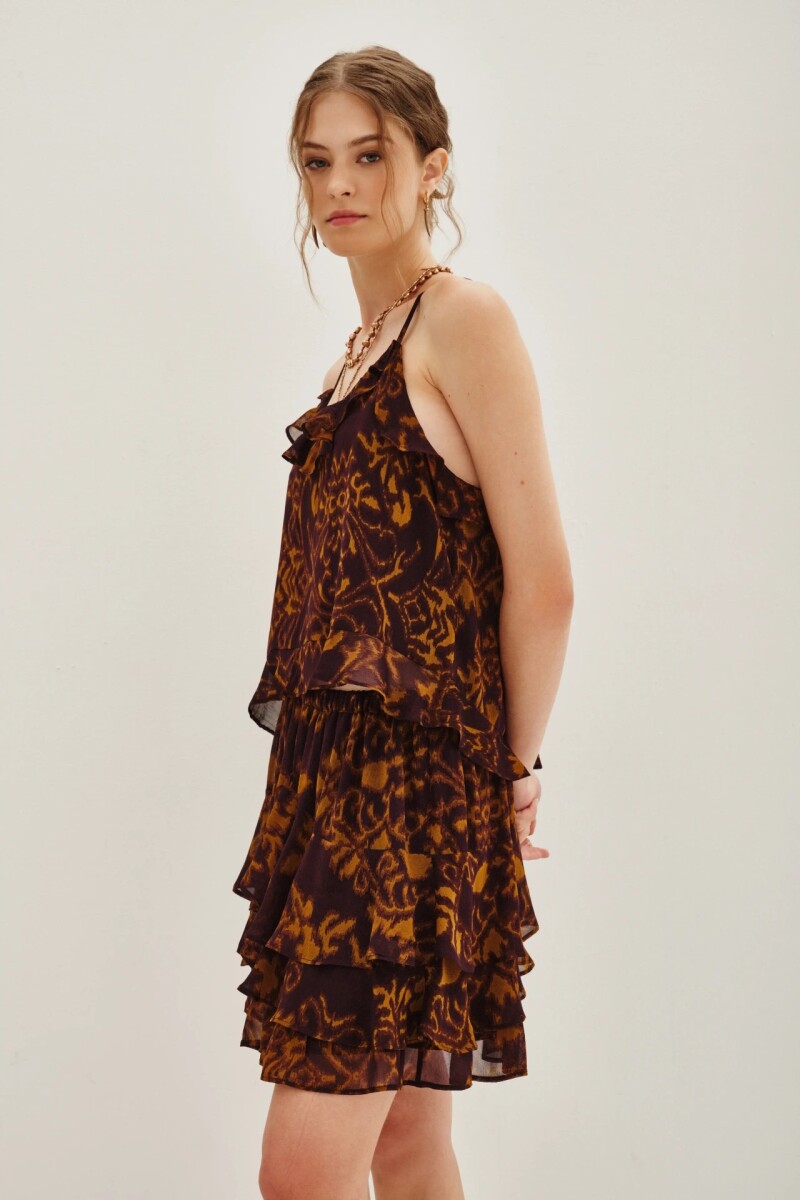 Falda Cheeta Banjar Marron