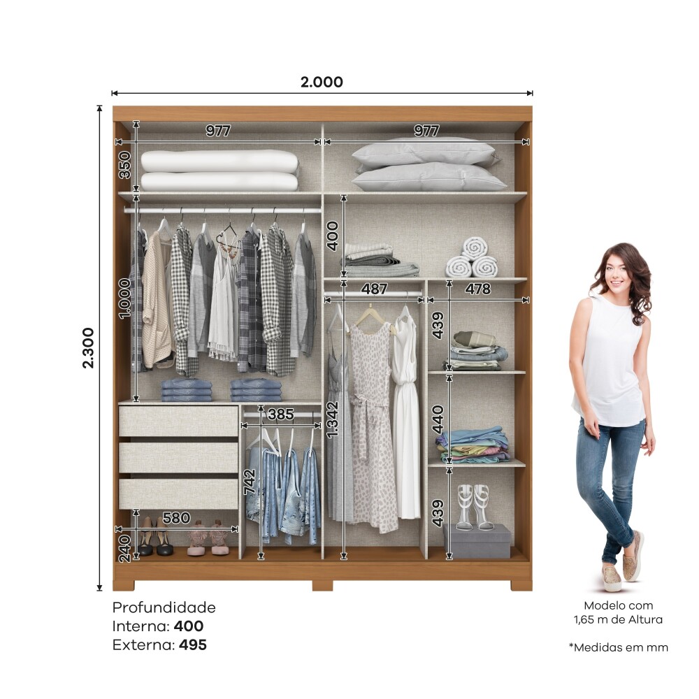 ROPERO VERGGO 2 PUERTAS 3 CAJONES INTERNOS CON ESPEJOS GUARDARROPA CLOSET ARMARIO OFF WHITE