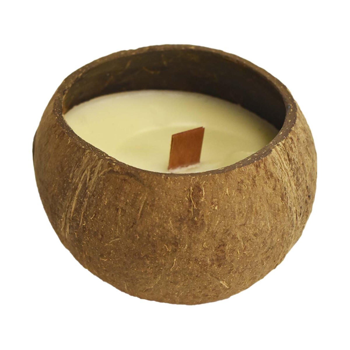 Vela Aromática Coconut de Cera y Envase de Coco Natural - Marrón Claro 