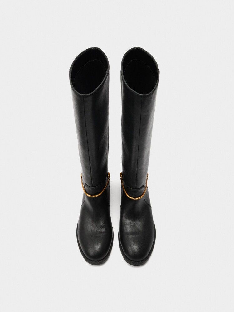 Botas Altas Con Detalle Metálico negro