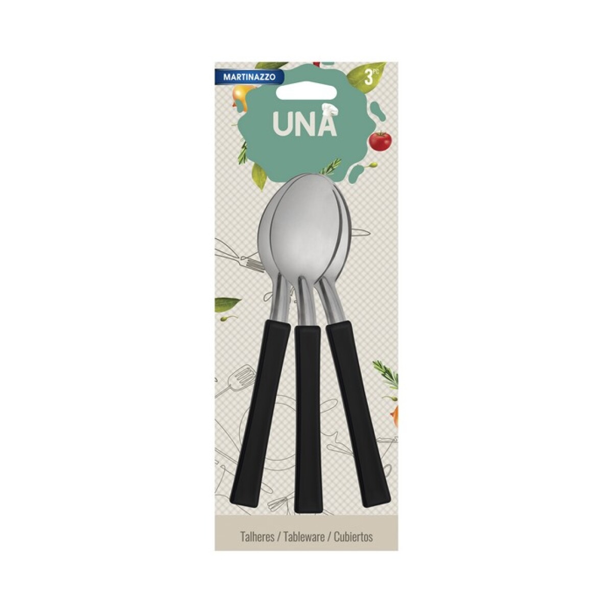 UNA Set 3 Cucharas te M.Plastico Negrol 83345/5 
