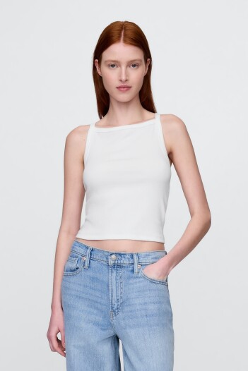 Musculosa Algodón Rib Mujer Fresh White