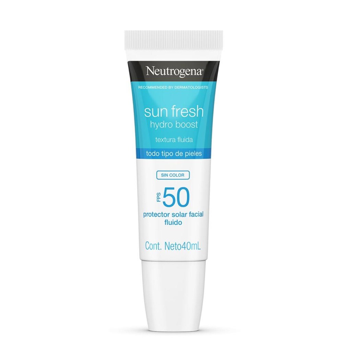 Neutrogena Sun Fresh Protector Solar Facial Fluido FPS50 Sin Color 40 ml | Alta Protección Solar y Ligero