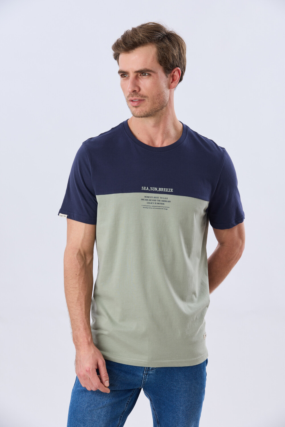 REMERA RAYADA DE ALGODÓN Pistacho