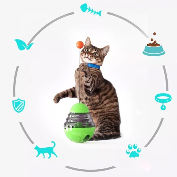 Juguete Gato Dispensador Comida Interactivo Mascota Alimento Color Variante Verde