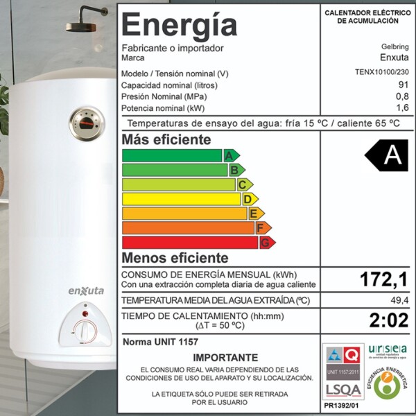 Termotanque Calefón Enxuta De 100 L. TERMOTANQUE ENXUTA TENX21100 AP