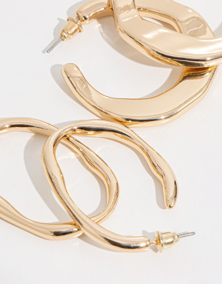 Aros Argollas Set Metal Sets De Aros - Dorado