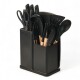 Set 19 Utensilios De Cocina Con Cuchillo Y Tabla Negro