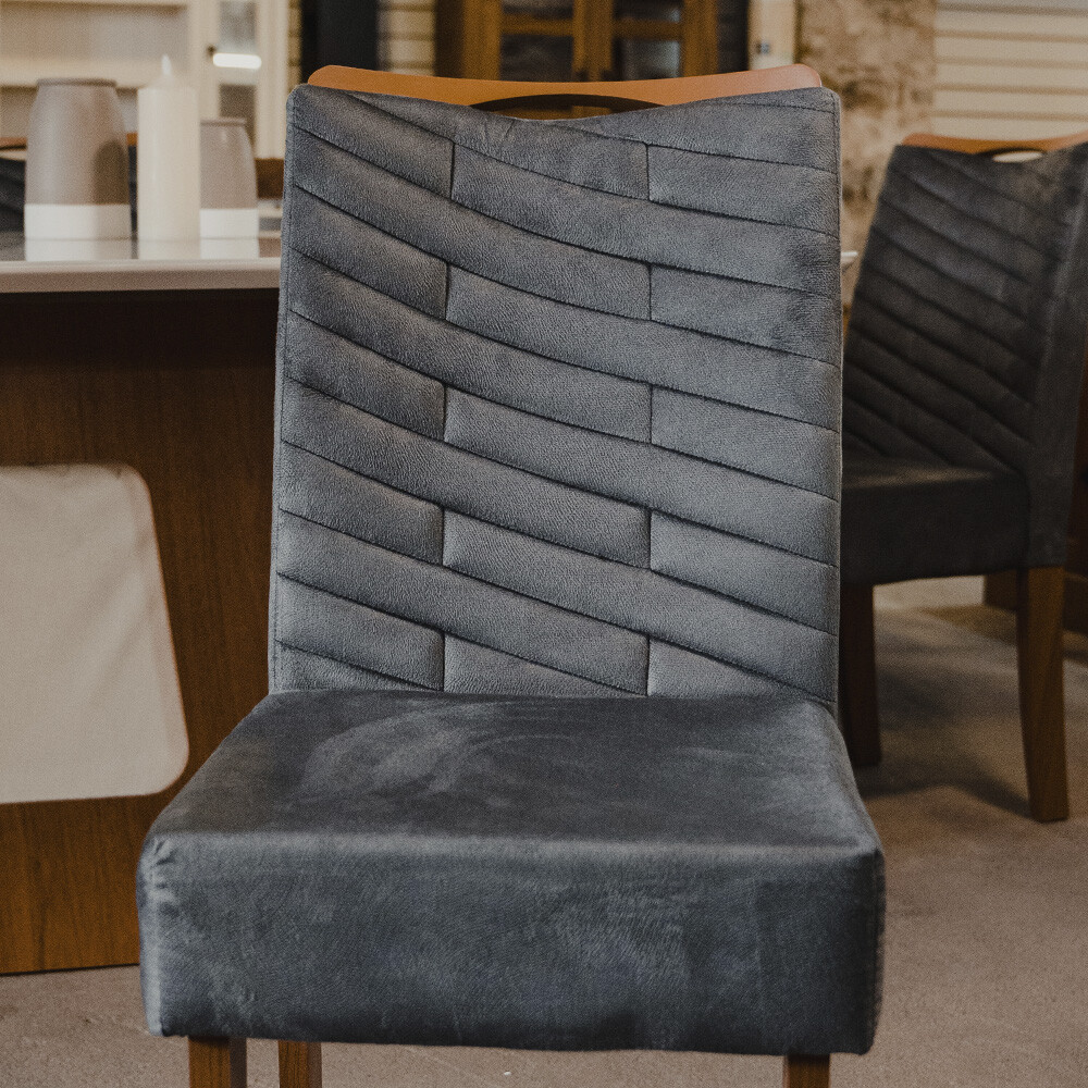 Silla Julia tapizada - Linea Milán Gris/Veludo