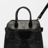 Cartera de Mano The Roots En Cuero Grabado Lagarto Negro