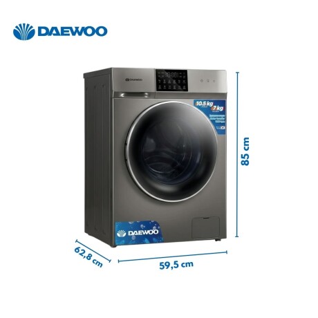 Lavasecarropas Inverter 10,5kg Daewoo | Secado 7kg | Color gris oscuro Lavasecarropas Inverter 10,5kg Daewoo | Secado 7kg | Color gris oscuro