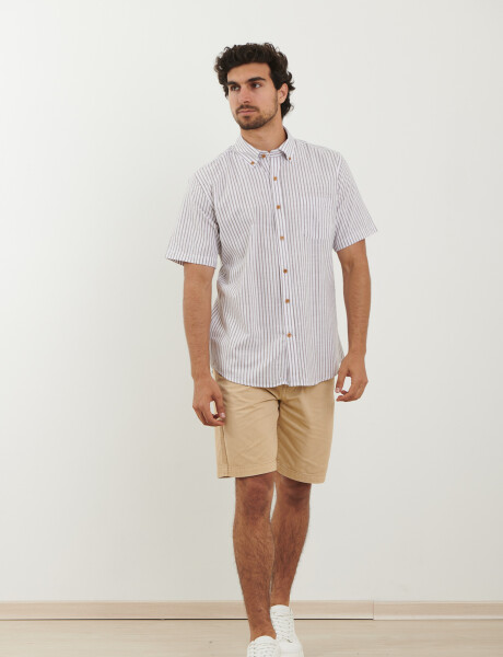 012507 CAMISA HARRINGTON LABEL Tostado / Blanco