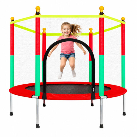 Cama Elástica Infantil Diametro 140cm Con Red De Seguridad Rojo