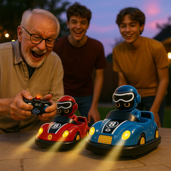 Auto Control Remoto Autitos Chocadores Go Karts Con Sonido Color Rojo y Azul