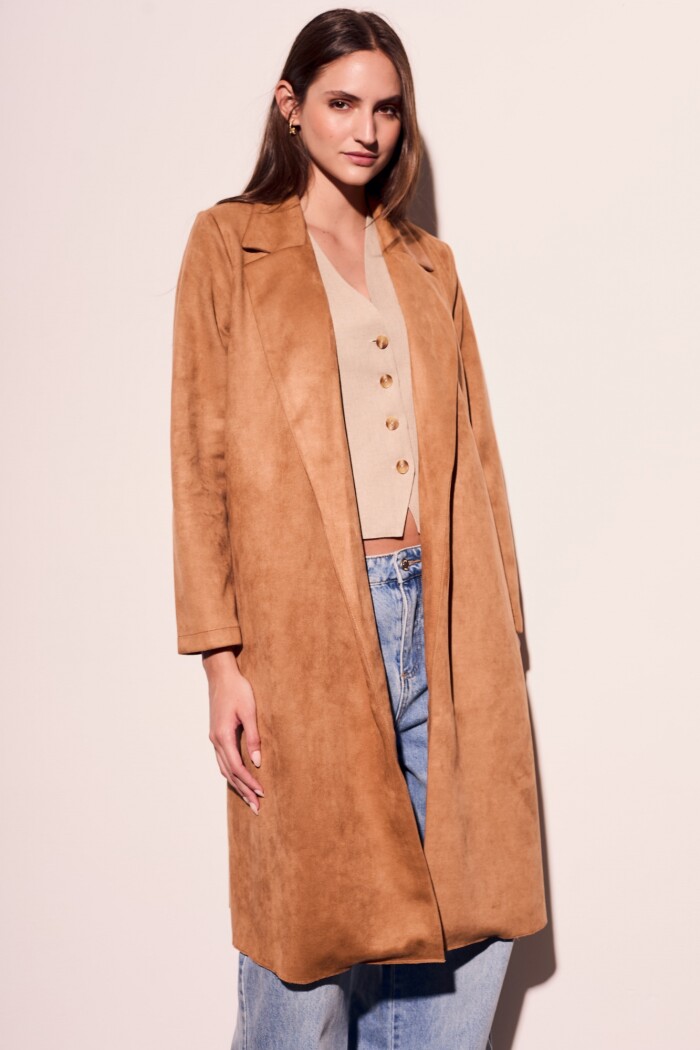 Trench Gamuza Cuero Vegano Beige