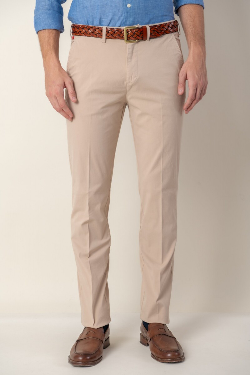 Pantalón de algodón Classic Fit - Beige 
