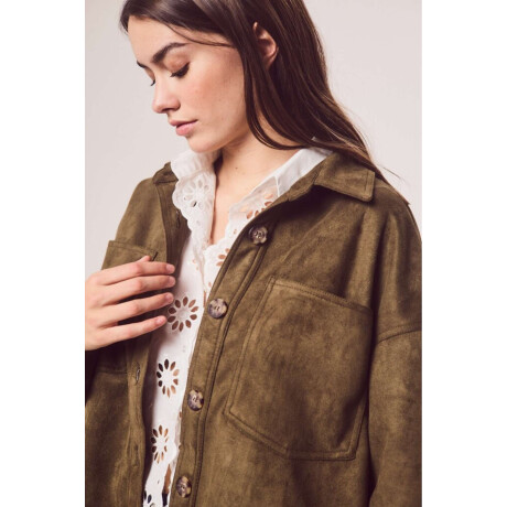Sobrecamisa Gamuza Cuero Vegano Verde Oliva