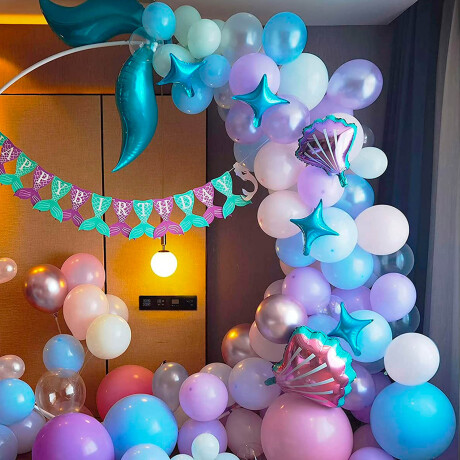 Set Globos N17 Sirena 87p Decoración Arco Cumpleaños Set Globos N17 Sirena 87p Decoración Arco Cumpleaños