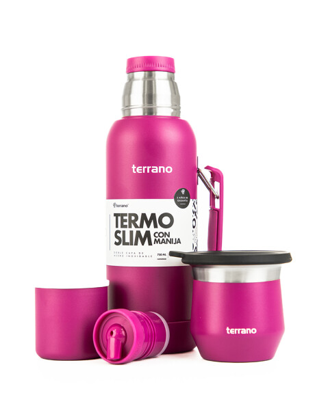 Kit Termo 750ML Con Base De Silicona + Mate Flap Violeta