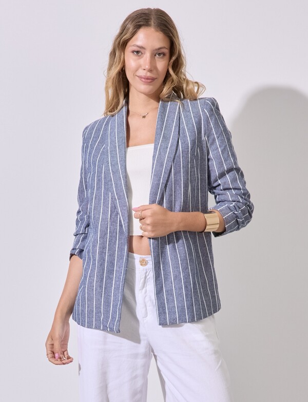 Blazer Lino Lineas AZUL/BLANCO