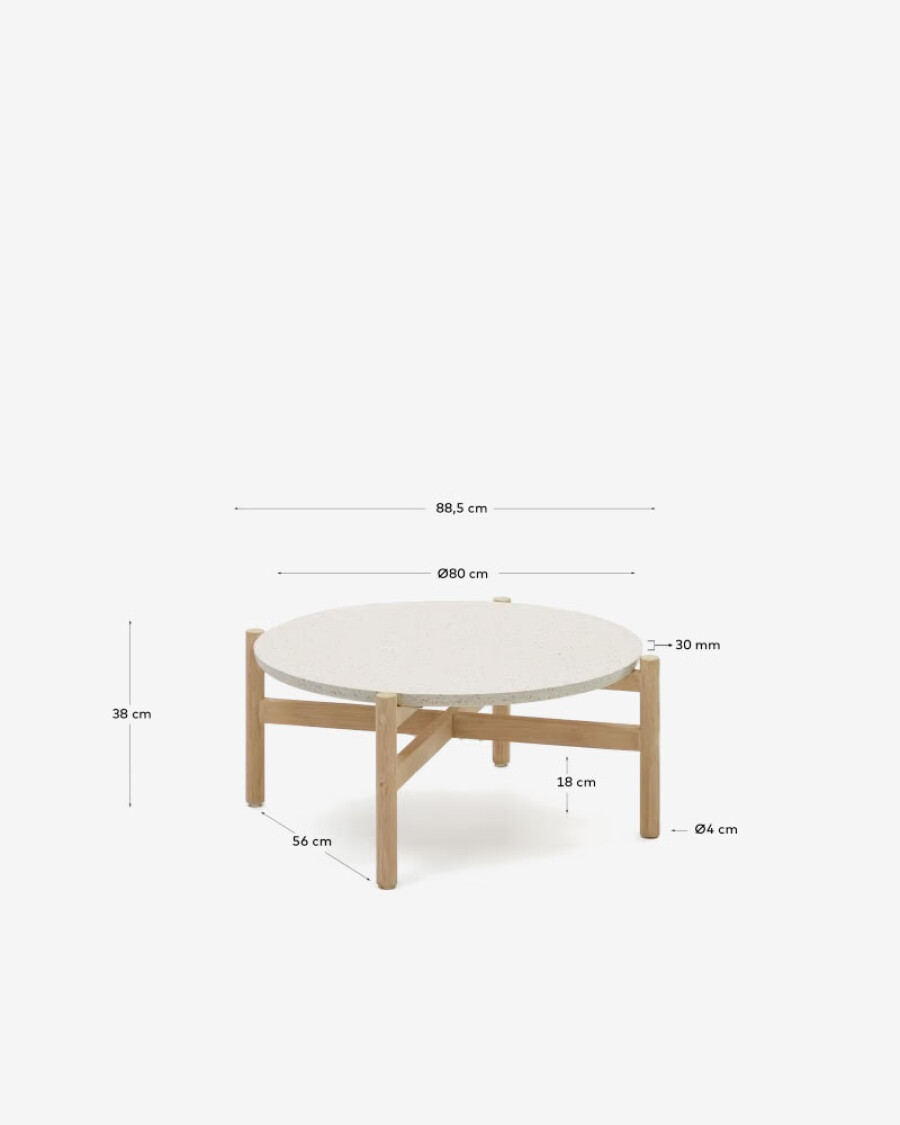 Mesa de centro Pola de cemento y madera maciza de eucalipto Ø 80 cm FSC 100% Mesa de centro Pola de cemento y madera maciza de eucalipto Ø 80 cm FSC 100%