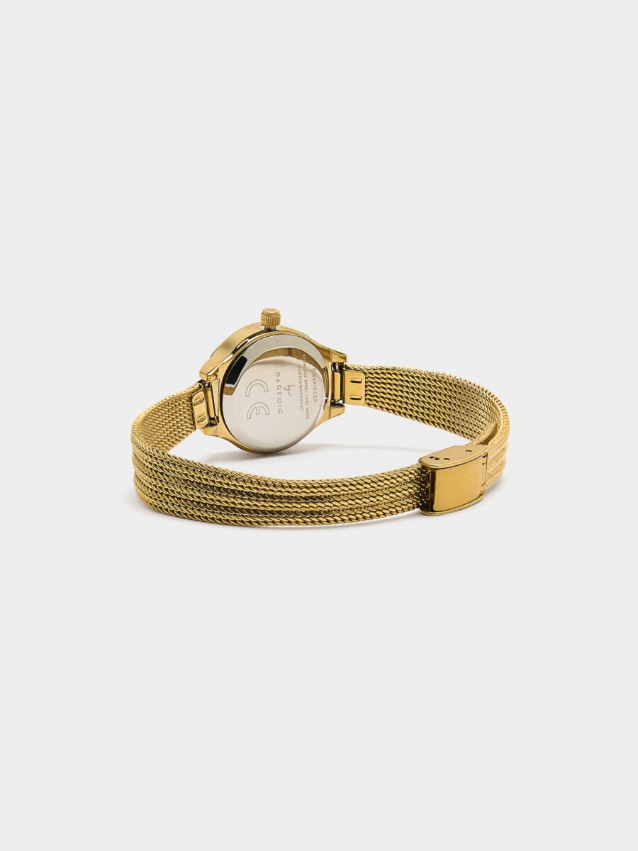 Reloj Ovalado Con Pulsera Malla Metálica Acero Inoxidable dorado