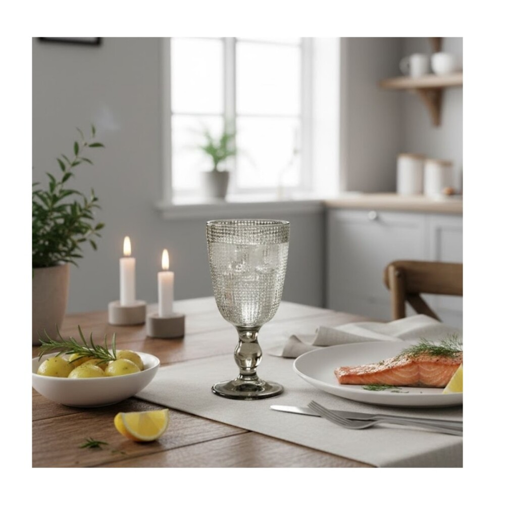Copa de Vino Selecta Muselina de Vidrio Gris 240 ml COPA DE VINO VIDRIO 240ML GRIS MUSELINA