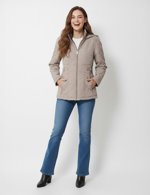 Campera Capitoneada Capucha TOSTADO