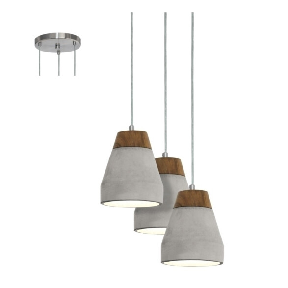 Lámpara colgante símil concreto gris madera TAREGA EG0298