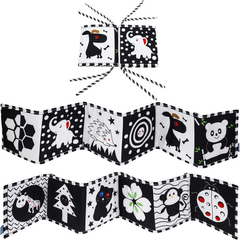 Libro Textil para Bebe Blanco y Negro Alto Contraste