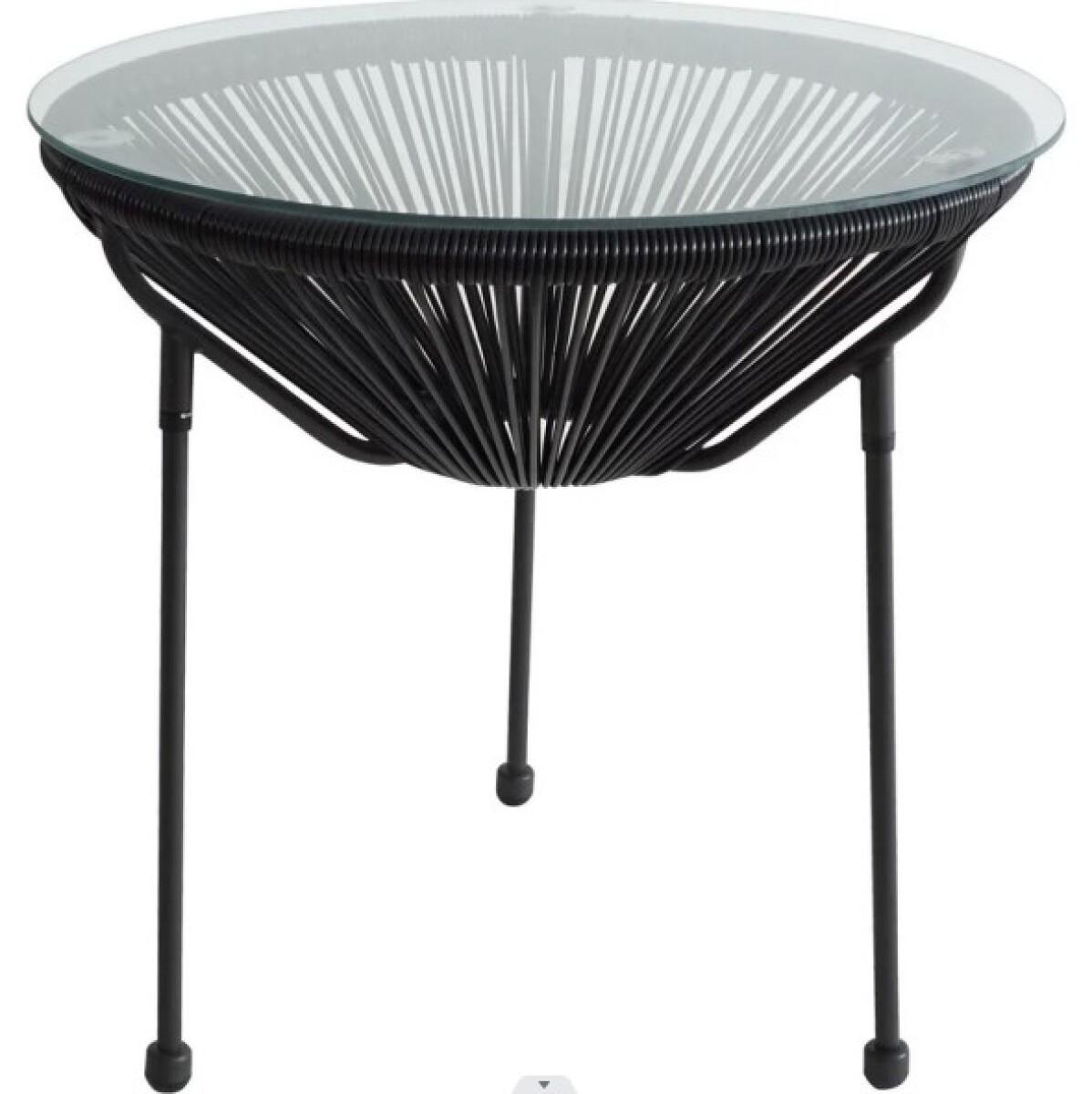 Mesa ratona de exterior de ratán redonda negra 