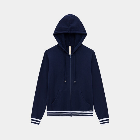 Campera Recta con Capucha Azul