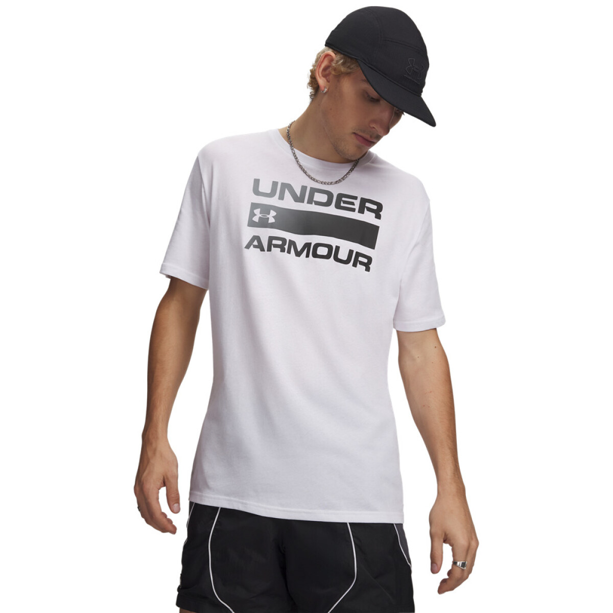 UA TEAM ISSUE WORDMARK SS-BLU - WHT-100 