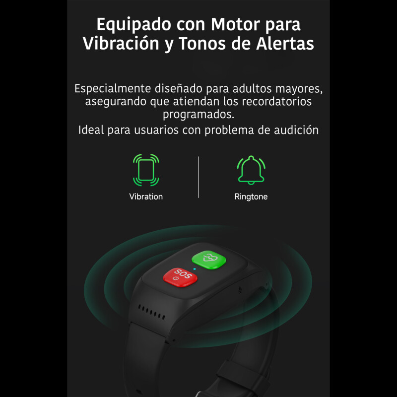 Pulsera Boton SOS Control Caídas Llamadas 4G Sin Color