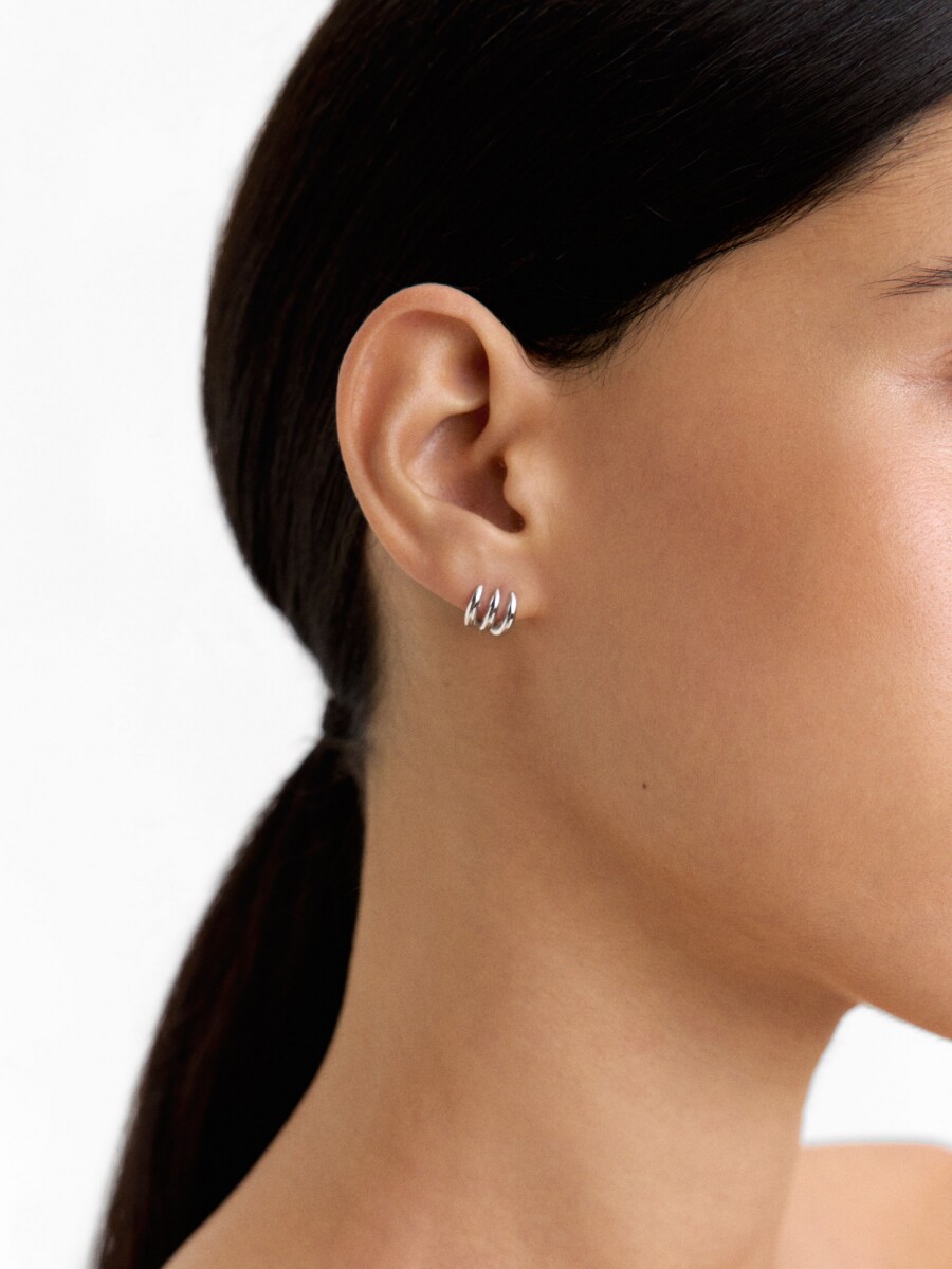 Pendientes Efecto Triple - Plata De Ley 925 plateado