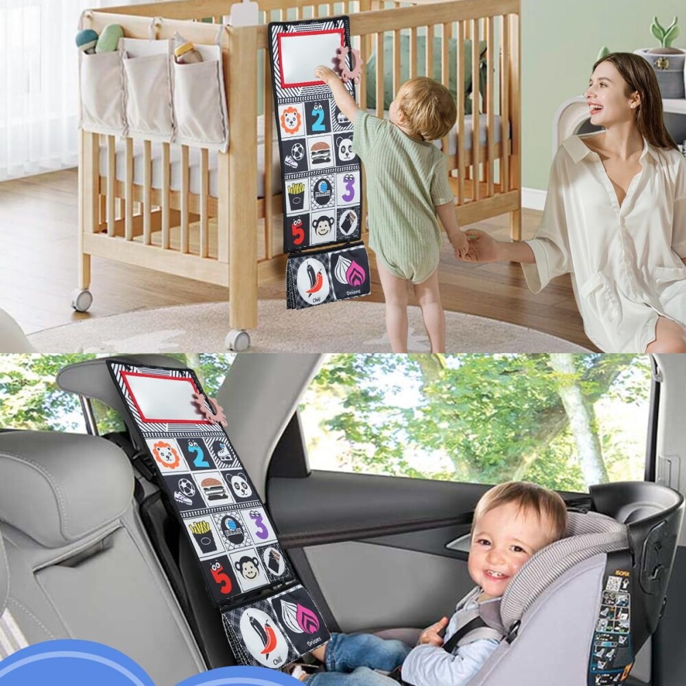 Libro textil para bebé ByN plegable con espejo Libro textil para bebé ByN plegable con espejo