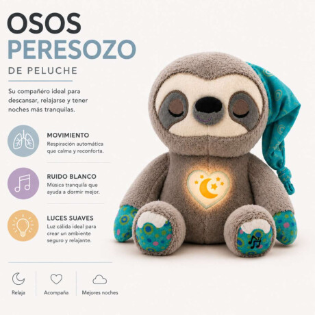 Oso Perezoso de peluche con ruido blanco, luces y movimiento Sc